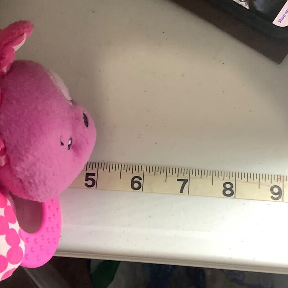 Infantino Lil Teether Pink Dog Plush Toy Mirror 5”x5” Carseat Clip 2010 - Picture 6 of 7